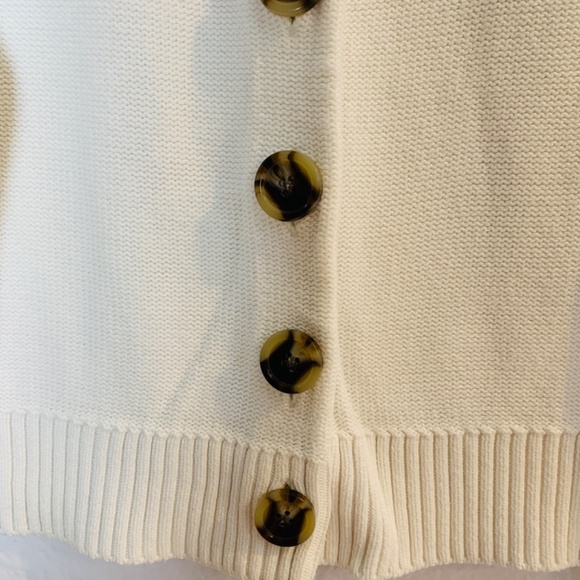 Quince Cropped Cardigan Medium Ivory 100% Organic Cotton Button Up Preppy *Read* - Picture 6 of 13